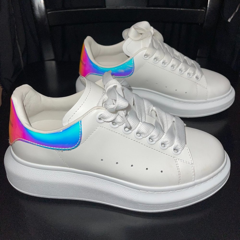 Alexander McQueen Oversized Sneaker in White/Shock Pink, size 35